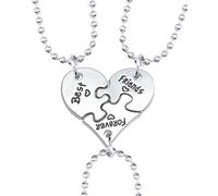 LEEQ 1 juego de Puzzle y Llaveros de Acero Inoxidable con Grabado Best Friends Forever - Joyas Regalo para Mujeres y Niñas(tres buenos amigos)