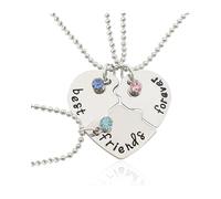 LEEQ 1 juego de Puzzle y Llaveros de Acero Inoxidable con Grabado Best Friends Forever - Joyas Regalo para Mujeres y Niñas(triple pedrería)