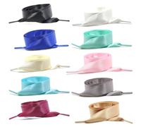 LEEQ 10pcs Cordones de Zapato de Raso Planos para Damas - Cordon Ancho Cordones Colores, Cordones de Raso Largos Planos y Poco Profundos Zapatos Deportivos Correr montaña al Aire Libre