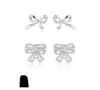LEEQ 2 pares Pendientes de lazo de Plata Ley 925 Para Niña Mujer - Kids Pendientes para niña Flor de margarita Amarillo, Joyería Linda del Oído de la Manera, Hipoalergénico CZ