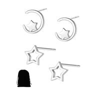 LEEQ 2 pares Pendientes Estrella de Plata Ley 925 Para Niña Mujer - Kids Pendientes para niña Flor de margarita Amarillo, Joyería Linda del Oído de la Manera, Hipoalergénico CZ