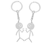 LEEQ 2 pcs Funny Smiley Face Figure Llavero de Lengua de Signos - corazón Dedo Lindo Llavero de Llavero para Bolso Llavero para Coche Llavero Regalo