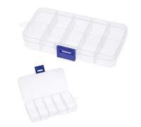 LEEQ 2pcs Transparente Cajas Almacenaje Plastico - Caja Organizadoras Plastico con 10 Compartimentos Ajustables para Guardar Tornillos, Pendientes, Cuentas, Material de Oficina Ordenado