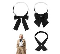LEEQ 3 Corbata Negra para Mujer Estrecha y Larga con Ajuste Elástico Preanudada JK Uniforme Escolar Accesorio de Traje para Niñas Oficina Graduación Regalos de San Valentín Regreso a Clases Madre