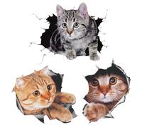LEEQ 3 pegatinas para coche, diseño de gato extraíble en 3D, decoración de ventana de coche, animación divertida