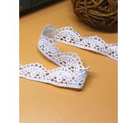 LEEQ 5 Yardas Tira de encaje/ganchillo de algodón blanco, 2.5cm de estilo vintage, para costura, ribeteados, artesanía, decoración, bodas, scrapbooking, paquetes de regalo, color blanco