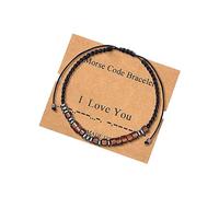 LEEQ Código Morse Pulsera - Pulsera De La Amistad, Pulsera De Pareja, Pulsera Familiar, Ajustable, Joya Regalo para Mujer Y Niña, Regalos para Mujeres Y Niñas