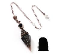 LEEQ Péndulo de Cristal unisex, piedra natural Obsidienne, Péndulo Hexagonal Vintage para Radiestesia, Chakra, Reiki, Adivinación, Meditación, Wicca