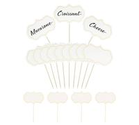 LEEQ Púas de pizarra - 30 PCS Banderas de comida de pizarra, etiquetas de alimentos para bufé, marcadores de queso, decoración de cupcakes, banderas de palillos de dientes en blanco para fiestas