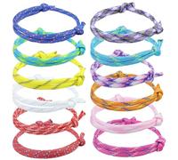 LEEQ Pulseras Náuticas Trenzadas - 12pcs Surf Pulsera Cuerda Ajustable Hecha a Mano, Marinera Brazalete Paracord Colorida, Pulseras Trenzadas geniales para Hombres Mujer Niños Surfista Pareja