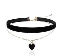 LEEQBCR 1 Pcs Chocker Velvet Necklace, Classic Velvet Heart Necklace, Layered Adjustable Necklace, Girls Women's Jewellery, Gothic Necklace, 90's Women's Decoration (Negro)
