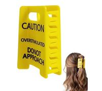 LEEQBCR 1 pieza Pinza para el pelo con texto en inglés "Caution Sobreestimulada", "Hold On Partner Im Over Stimulated, divertidas pinzas amarillas para el pelo para regalo grueso y