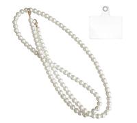 LEEQBCR 1 Pieza Universal Pearl Mobile Phone Chain, Wristband Charm, Mobile Phone Chain Beaded Lanyard, Necklace, Mobile Phone Carrier, Lanyard, Compatible with Most Smartphones (Blanco)
