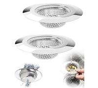 LEEQBCR 2 PCS coladores para fregaderos de acero inoxidable, colador para fregadero de cocina, filtro antiobstrucción, fregadero para fregadero y atrapa el pelo, 9 x 4,5 x 2 cm