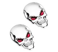 LEEQBCR 2 piezas Calavera 3D Metal para Coches& Pegatinas para Motocicletas Pegatinas para Insignias de Esqueleto Pegatinas para Accesorios de Forma de Maleta de automóviles (Plateado)