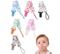 LEEQBCR 6 Pcs Chupetero de clip para Bebé,Ajustable Cadena para Chupete Bebe,Cadena de Chupetes para niños y niñas,Diseño de Una Pieza,Sin BPA,Protege a tu bebe (A)