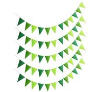 LEEQBCR Banderines Triangulares Bunting Banner,5 tiras, 12,5 metros Banderines,Banderines Decorativos tela reutilizable,Cuerda Colgando Decoración,para Bodas Fiestas Guirnalda,Marca Apertura,verde