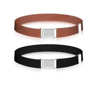 LEEQBCR Pack de 2 cinturones infantiles elásticos cinturón elástico niños Cinturón para niños con hebilla cuadrada Cinturón infantil ajustable, Para niños niñas jeans pantalones cortos vestido