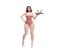 LeeQinersw 1:18 Niña con Bandeja de Servir Modelo de Personaje 3D para Decoración de Escritorio
