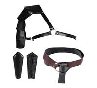 LeeQinersw 1 Disfraz Caballero Medieval Juego Accesorios Cosplay Capa Media Hombro Brazaletes Cuero PU Diseño Retro Apto para Actuaciones Fiesta Temática, Cinturón Marrón