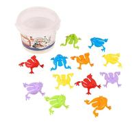 LeeQinersw 12 Piezas Juguete Jumping Toy Frogs Saltarines con Cubeta Hecho de PP Ayuda a Desarrollar Habilidades Motoras Y Reconocimiento de Colores Adecuado Par, 13 Piezas