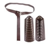 LeeQinersw 3 Piezas Disfraz Medieval Accesorios de Caballero Cinturón de Cuero PU Brazaletes Vintage para Cosplay y Adecuado para Adultos Fiestas, MarrÓn