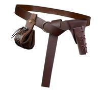 LeeQinersw 4 Piezas Disfraz Medieval Caballero Cinturón PU Cuero Bolsa Cordón Rana Adecuado para Fiesta Temática Festival Hombres Mujere, MarrÓn