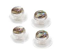 LeeQinersw 4 Piezas Perillas de Guitarra para Potenciómetros de 18 Dientes Accesorio Universal Ajuste Preciso con Estilo Abalón Material PP Adecuado para Instrum, Letra Blanca Clara