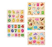 LeeQinersw 5 Piezas Rompecabezas de Madera Juego de Aprendizaje Juguete Educativo Puzle de Encastre Y Juego Preescolar con Agarre Fácil Adecuado para Regalos de