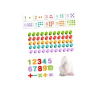 LeeQinersw 55 Piezas Juego de Números y Conteo Juguetes Educativos de Madera para Niños con Tarjetas y Símbolos Adecuado para Aprendizaje Temprano Coordinación