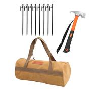 LeeQinersw 8 Piezas Estacas para Tienda Kit de Piquetas con Herramienta Anclajes de Acero Bolsa Organizadora Adecuado para Camping Playa Jardín, 20 CentÍmetros