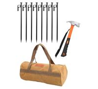 LeeQinersw 8 Piezas Estacas para Tienda Kit de Piquetas con Herramienta Anclajes de Acero Bolsa Organizadora Adecuado para Camping Playa Jardín, 40cm