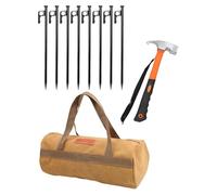 LeeQinersw 8 Piezas Estacas para Tienda Kit de Piquetas con Herramienta Anclajes de Acero Bolsa Organizadora Adecuado para Camping Playa Jardín, 30 Centimetros