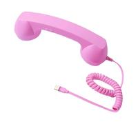 LeeQinersw Auricular de teléfono Retro, Auricular de teléfono, Receptor de teléfono Celular con Cable ergonómico y Volumen Ajustable para Llamadas y reuniones, Rosa Rosa