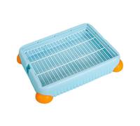 LeeQinersw Bunny Litter Tray Toilet para Mascotas Pequeñas con Base de Malla Suave Caja de Arena de Esquina Bandeja para Jaula Material Resistente Adecuado para, S, Azul