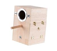 LeeQinersw Caja de Cría de Pájaros Nido de Madera Natural Ideal para Periquitos Cotorras Y Otras Aves Pequeñas Fácil de Instalar Y Limpiar Proporciona Un Ambient, Colgando a la Derecha