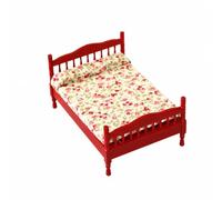 LeeQinersw Cama corativa en Miniatura a Escala Clásica Cama Doble en Miniatura a Escala 1:12 Acogedora para Maquetistas, Rojo