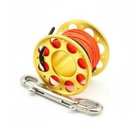 LeeQinersw Carrete de Buceo para Carrete Línea Spool Carrete de Aluminio Aeronáutico con Doble Gancho Agarre Seguro y Operación Guiada con Guantes Adecuado para, Dorado