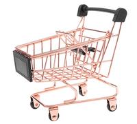 LeeQinersw Carrito de Compra Mini para Niños Carrito de Juguete Metálico Cochecito de Supermercado Mini Carro de Compras Juguete de Simulación Material Mixto Ade, Oro Rosa, S