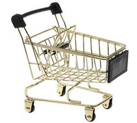LeeQinersw Carrito de Compra Mini para Niños Carrito de Juguete Metálico Cochecito de Supermercado Mini Carro de Compras Juguete de Simulación Material Mixto Ade, Dorado, S
