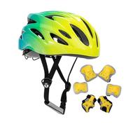 LeeQinersw Casco para Niños Ajustable con Set de Rodilleras Coderas Muñequeras Interior de Terciopelo Material Ligero Cómodo Adecuado para Actividades, Verde