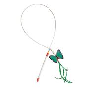 LeeQinersw Cat Teaser Vara para Gatos con Diseño Intercambiable en La Punta Alambre de Acero Flexible Campana Y Mango Ergonómico de PVC Adecuada para Acti, Mariposa Verde