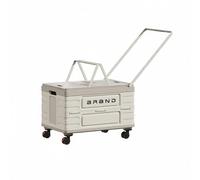 LeeQinersw Contenedor de Almacenamiento Plegable Carrito Caja Organizador Baúl Rodante con Ruedas Giratorias y Asa Telescópica de PP 52L Adecuado para Camping Picnics Coche y Hogar, Tapa De Plástico