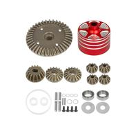 LeeQinersw Engranaje Diferencial Juego RC Coche 39 Dientes Piñón Corona Carcasa Aleación Robusta con Tornillería Acople y Tracción Consistente Adecuado para Reparación Ocio Modelismo, Rojo