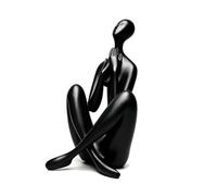 LeeQinersw Escultura Figura de Meditación Estatua Decorativa Diseño Contemporáneo Resina Sintética Textura Tipo Piedra Presencia Serena Adecuada para Salón, Color Arena, Moderno Minimalista