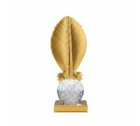 LeeQinersw Esfera de Cristal Decorativa Escultura Esfera Bola Ornamento Adorno con Acabado Dorado Que Suaviza la Luz y CREA un Sobrio Materiales de Hierro y, Feather Leaf C