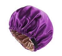 LeeQinersw Gorro de para Mujer Gorro Nocturno Reversible Banda Elástica Ajustable Doble Capa Seda Transpirable Adecuado para Dormir Ducha Maquillaje Baño L, Púrpura