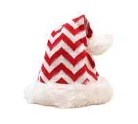 LeeQinersw Gorro de Santa Sombrero de Navidad Accesorio para Cosplay Gorro Tejido de Felpa Gorro de Fiesta con Ajuste Cómodo Y Bola en La Punta Adecuado para ADU, Rayas Rojas