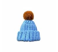 LeeQinersw Gorro para Muñeca BJD Gorro Sombrero Mini Accesorio Tejido con Textura Suave y Pompon Mejora la Apariencia y de la Adecuado para Coleccionistas Regalos , Azul , Pompón Marrón