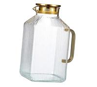 LeeQinersw Jarra de Vidrio para Y Té Frío Recipiente con Tapa Y Asa Robusta Dispensador de Gran Capacidad para Agua Tetera Eficiente para Nevera Adecuad, Mango Dorado, Individual